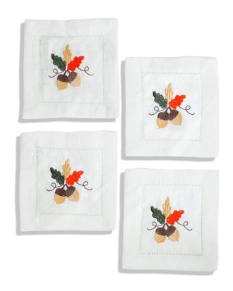 Tiramisu Set Of 4 Autumn Acorn Cocktail Napkins