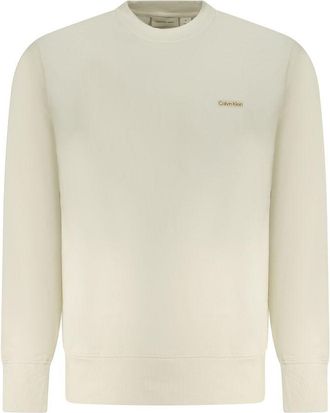 Calvin Klein Mens Crew Neck Sweatshirt Classic Style - Ivory Cotton - Size X-Large