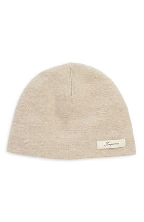 Jacquemus Le Bonnet Chevron Virgin Wool & Cashmere Beanie in Light Beige at Nordstrom