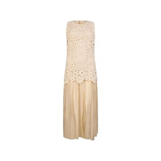 Liu Jo Maxi Dresses, female, Beige, Size: M Macram&eacute; Long Dress