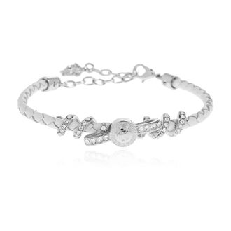 Versace Bracelets, female, Gray, Size: ONE SIZE Medusa 95 Crystal Leather Bracelet