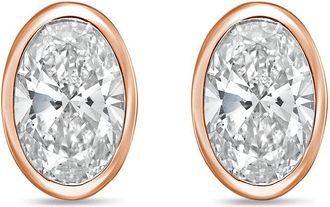 Diana M. Jewels 14Kt Rose Gold 4.00 cts Lab Grown Oval Diamond Bezel Studs