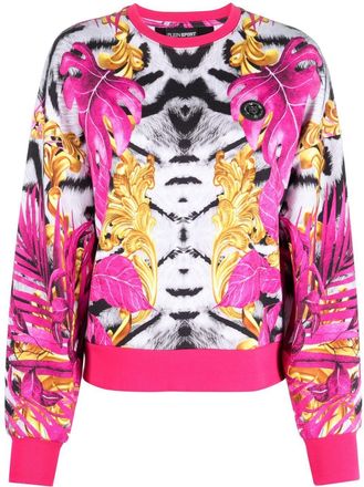 Plein Sport rear logo-print detail sweatshirt - women - Cotton - S - Pink