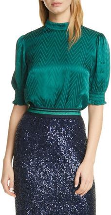 Ted Baker Puff Sleeve Chevron Top in Green at Nordstrom, Size 1