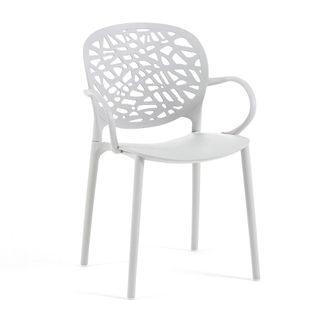Siediti Fuori e Dentro Set de 6 sillas apilables en resina con reposabrazos gris