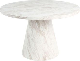 Beliani Dining Table MERE White Marble 120 cm 120 cm