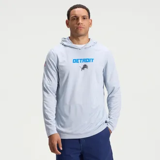 Nike Detroit Lions Rivalries Collection Sideline Nike Mens Dri-FIT NFL Long-Sleeve Hooded Top in Grey | 03B907R9J-DMX