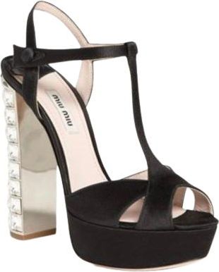 Miu Miu Crystal Embellished Heeled Satin Sandals Size 37