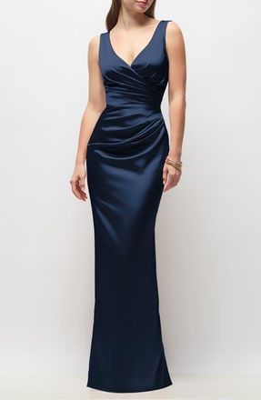 After Six Valentina Stretch Charmeuse Column Gown in Midnight at Nordstrom, Size Xx-Large