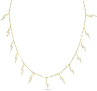 Sphera Milano 14K Gold Plated Sterling Silver & CZ Lightning Bolt Charm Necklace in Yellow Gold at Nordstrom Rack