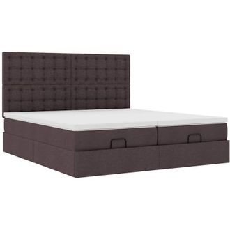 vidaXL Estructura Cama Otomana Colchones Tela Marr&oacute;n Oscuro 180x200cm Vidaxl