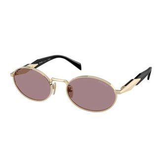 Prada Sunglasses, female, Yellow, 55 MM, Elegant Oval Sunglasses with Purple Lenses