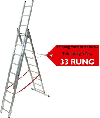 Loops 33 Rung Lightweight Combination Ladder Triple Extension / Step & Staircase Stair
