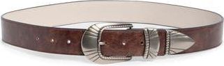Vince Camuto Etched Metal Leather Belt in Chocolate at Nordstrom Rack, Size X-Large