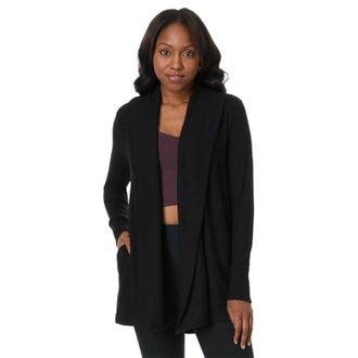 Beyond Yoga Beyond Yoga Relax Rib Cardigan Women Black Stretch Open Front Sweater GBO1923