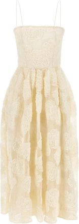 Rotate Jurk met bloemenmesh - Dames - Casual kleedjes - Wit - XS - Polyester - Kleedjes