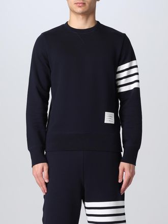 Thom Browne Felpa girocollo slim fit in cotone con iconico motivo 4-Bar
