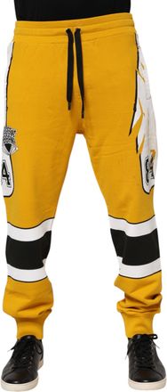 Dolce & Gabbana Yellow Cotton Printed SweatMens Jogger Mens Pants (Pre-Owned)