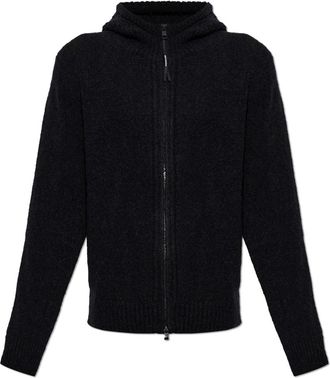 Moncler Truien & Vesten, Heren, Zwart, XL, Wol, Wol met capuchon vest
