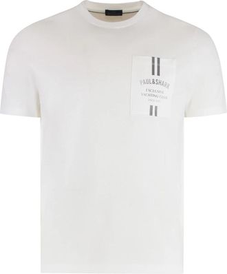 Paul & Shark Katoenen T-shirt met ronde hals - Heren - T-shirts - Wit - S - Katoen - Tops