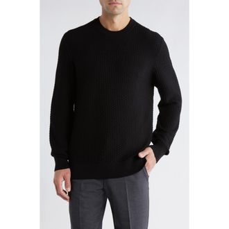 BOSS Imberto Textured Sweater in Black at Nordstrom, Size Xx-Large