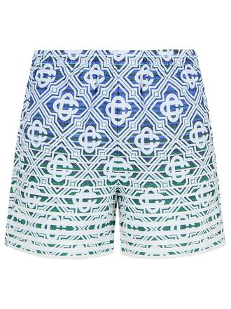 Casablanca Stripe Bermuda Shorts In Multicolor Cotton Blend