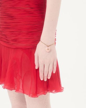 Valentino Garavani Bracciale Coer Royal In Metallo E Smalto Donna ORO/ROSA M