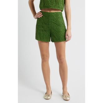 Cleobella Alastair Floral Guipure Lace Shorts in Garden Green at Nordstrom, Size X-Large