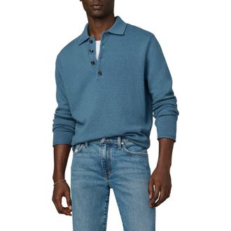 Joe's Long Sleeve Wool Polo Sweater in Bluefin at Nordstrom, Size Xx-Large