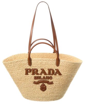 Prada Dnu Pack Prada Large Raffia & Leather Tote