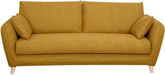 Miliboo Sof&aacute; Cama 3 Plazas N&oacute;rdico Amarillo Comino Con Colch&oacute;n De 10 Cm Creep