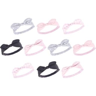 Hudson Baby 10Pk Knotted Jersey Headbands in Pink Bandana at Nordstrom