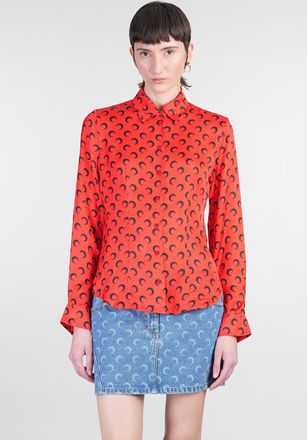 Marine Serre Camicia in viscosa rossa