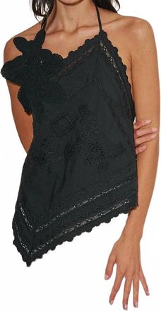 Fiorella Eyelet Open Back Top In Black