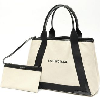 Balenciaga Black Canvas Leather Tote Bag (Pre-Owned)