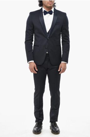 Corneliani CODE Virgin Wool 3-Piece Suit with Satin Shawl Lapel size 46