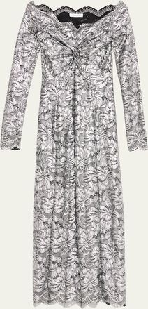 Paco Rabanne Off-The-Shoulder Lace Midi Dress