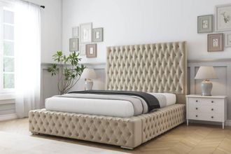 Comfort Beds Ambassador Coniston Bed Frame With Mattress-50 Upholstered in Cream | Size: Single