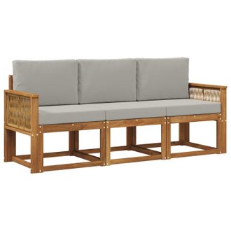 vidaXL Conjunto De Sof&aacute;s De Exterior 3 Pcs Natural Y Gris Claro Vidaxl