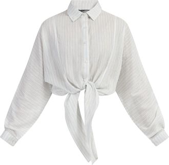 Dreimaster Dreimaster Geknoopte blouse met lange mouwen Dames Lichtblauwe strepen