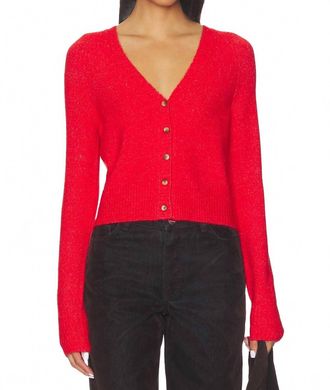 Free People School Girl Cardigan In Cherry Pop Melange