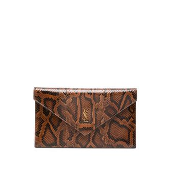 Saint Laurent Cassandre Snake-effect Leather Clutch Bag