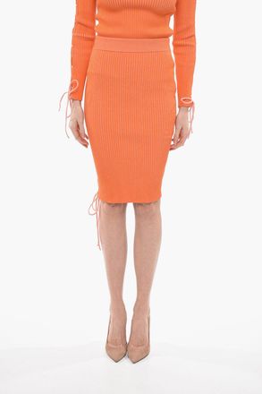 Off-white Ribbed Skirt VANISE With Tie Detail Off-White