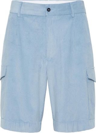 Philipp Plein Velvet Gabardine Short Cargo Broeken - Heren - Korte Broeken - Blauw - L - Katoen - Korte Broeken