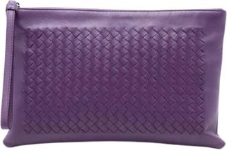 Bottega Veneta Pre-owned Clutches, female, Purple, Size: ONE SIZE Pre-owned Leather Clutch