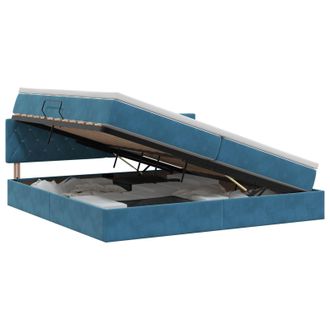 vidaXL Cama Con Almacenamiento Azul Oscuro 200 X 200 Cm Terciopelo Vidaxl