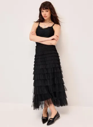 Twik Womens Organza and lace maxi dress