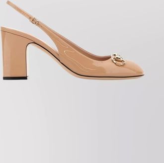 Gucci leather block heel pointed toe pumps