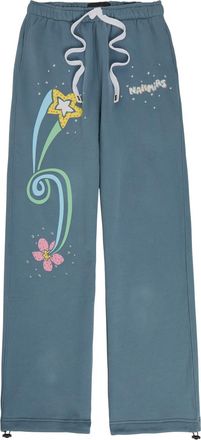 Nahmias Flower Trip Printed Straight-leg Sweatpants - Blue - XL