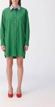 Loewe Mini abito chemisier in cotone a maniche lunghe con logo ricamato